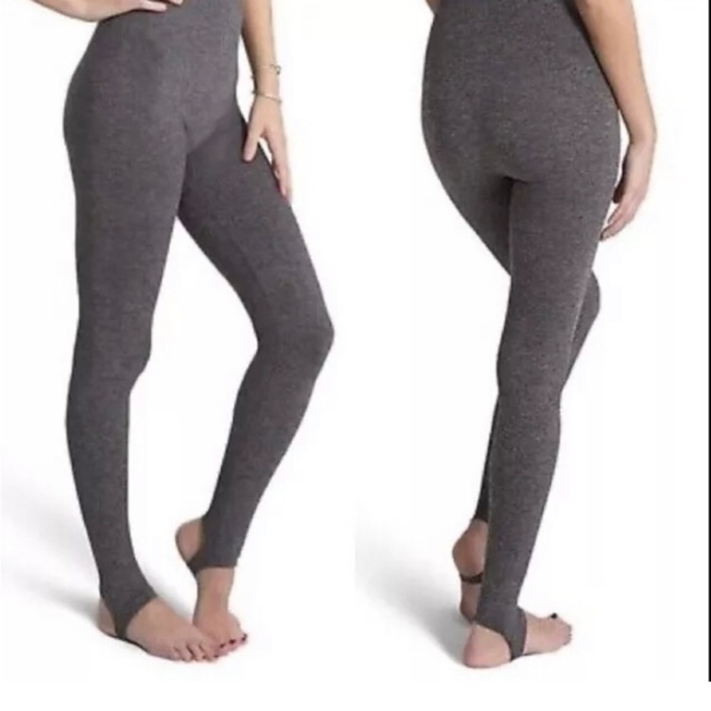 Spanx Assets Gray High Waisted Stirrup Seamless Leggings Pant Women’s size Large